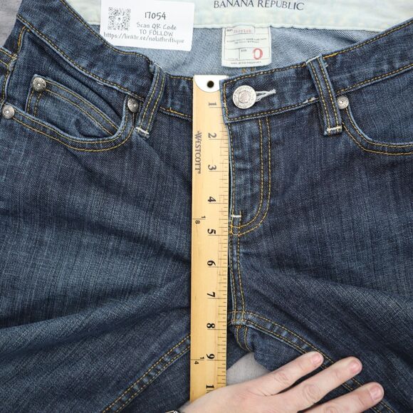 Banana Republic Pants Womens 0 Blue Flare Low Stretch Zip Dark Wash Denim Jeans - Picture 4 of 16